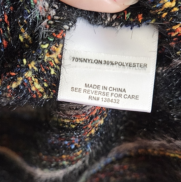 Modcloth Color and Character Fuzzy Cardigan Black and Rainbow Striped Large - Picture 9 of 9